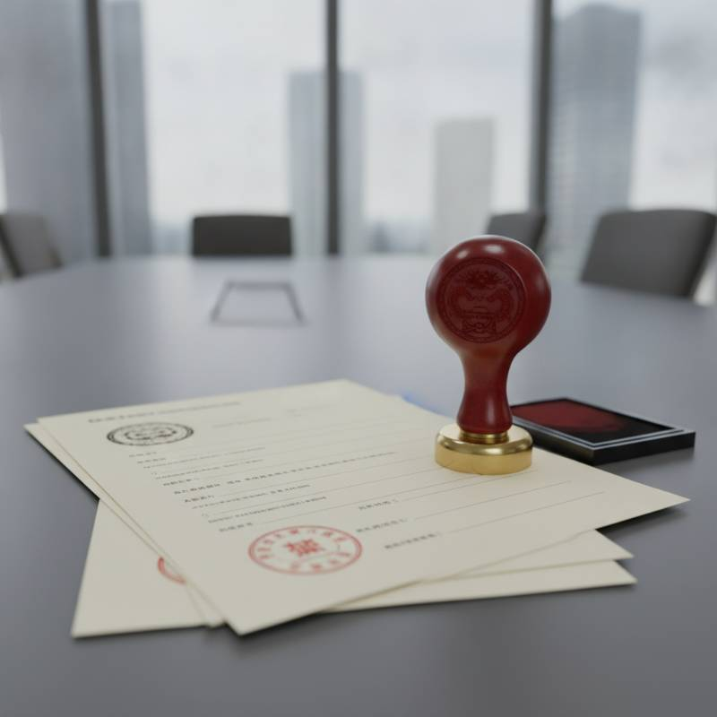 Corporate registration documents and stamp