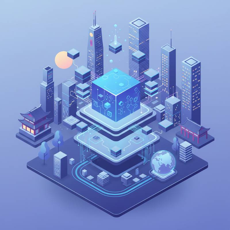 Abstract digital asset and blockchain concept