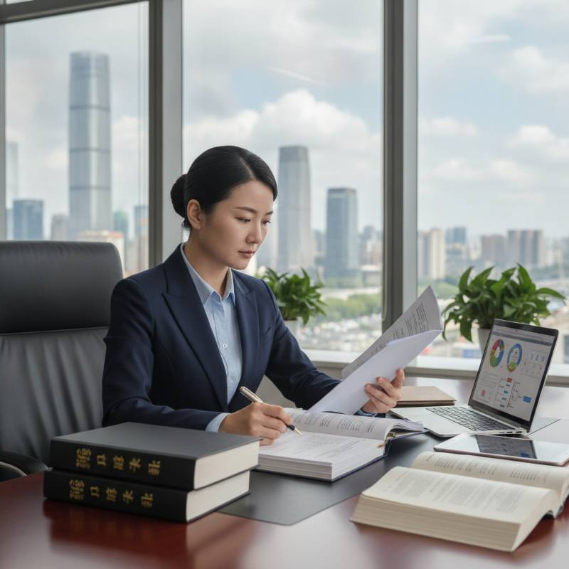 Professional compliance officer reviewing legal documents