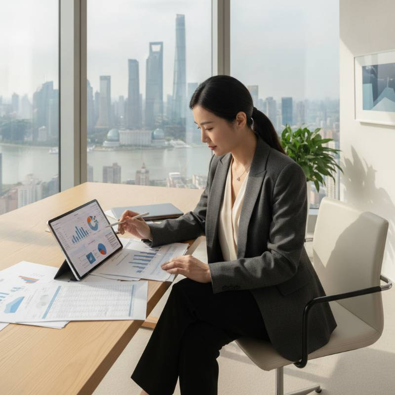 Business professional reviewing documents