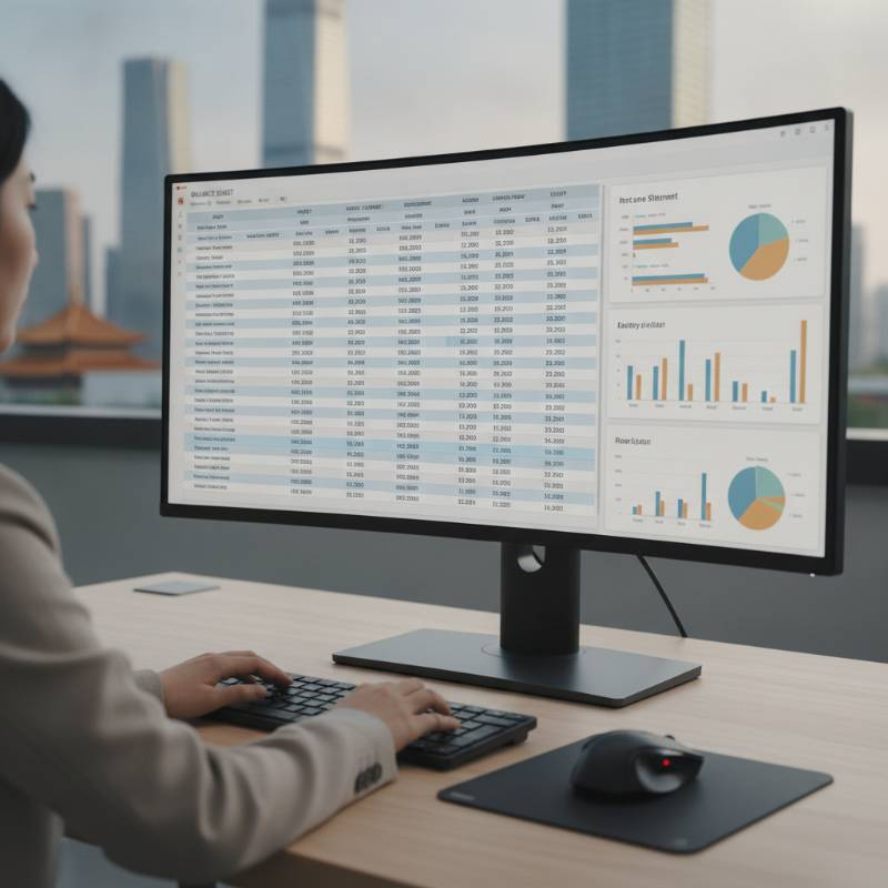 Financial audit spreadsheets on a screen