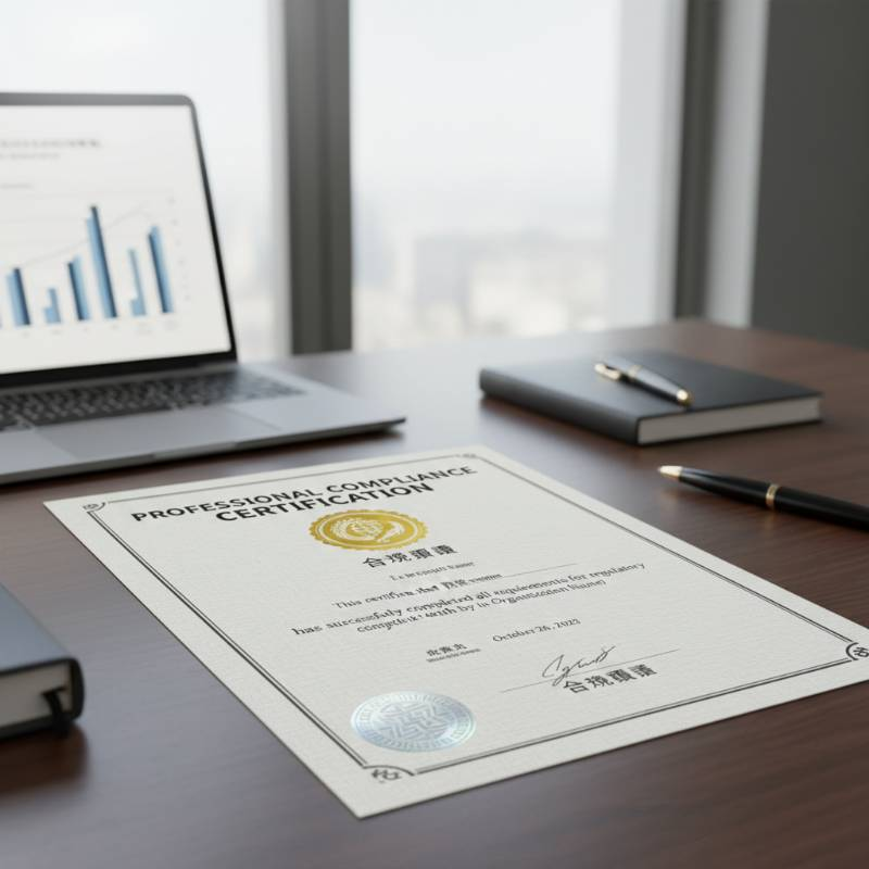 Professional compliance certificate with seal