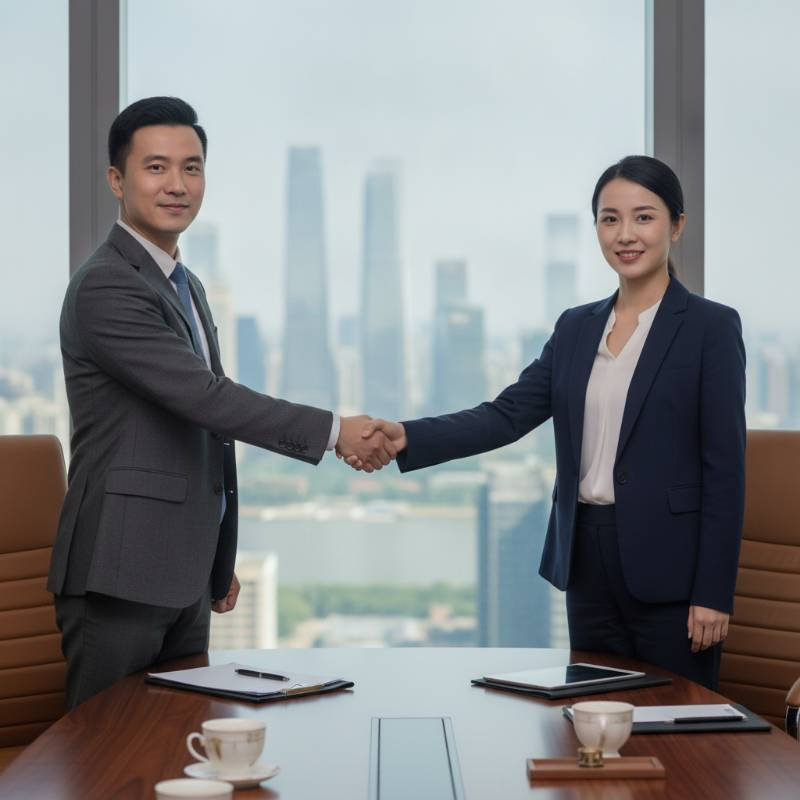 Professional business handshake in a clean office