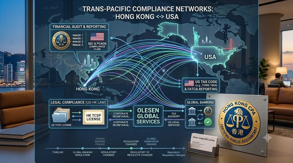 Abstract map showing connections between Hong Kong and the USA