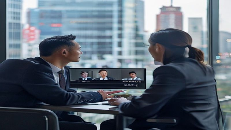 A professional consultation between a consultant and a client over a video call