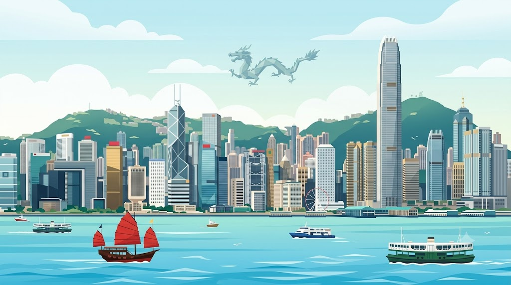 Hong Kong skyline vector
