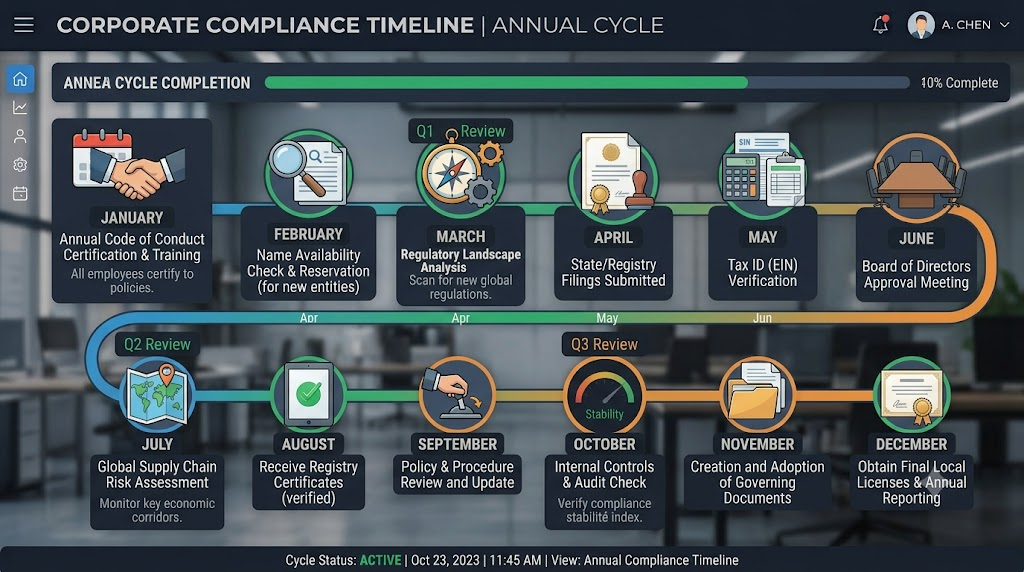 Corporate Compliance Timeline Infographic