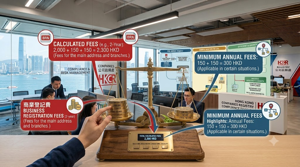 Calculator or scale representing business registration fees and levies in Hong Kong
