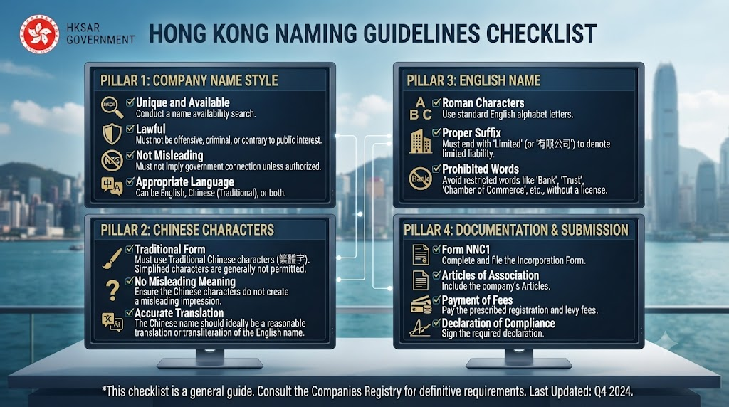 Hong Kong naming guidelines checklist