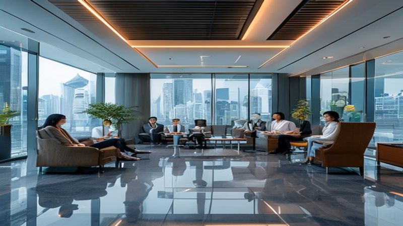 Modern Hong Kong office interior with professional staff