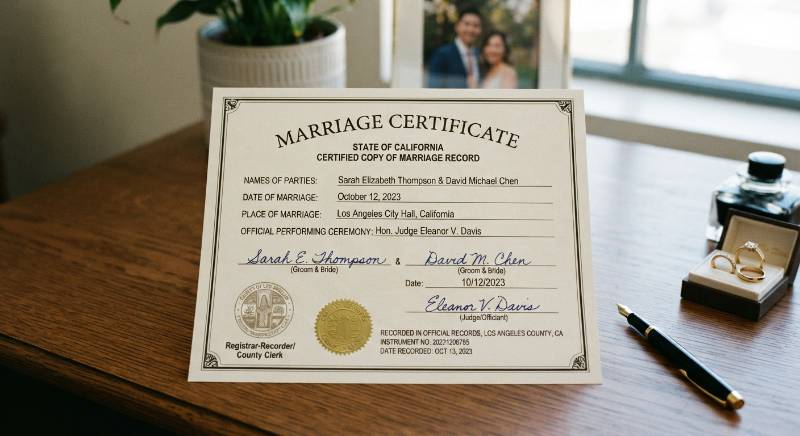 Legal marriage documents