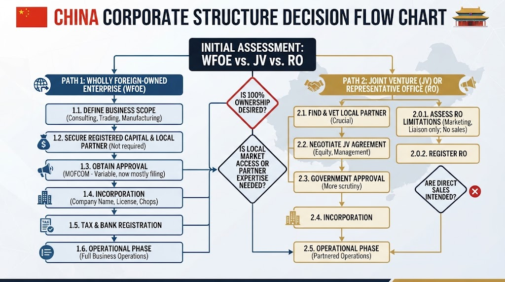China corporate structure decision flow chart.