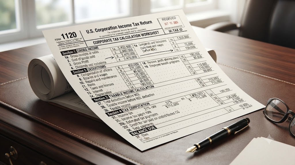 Corporate tax document calculation