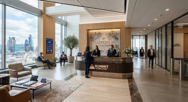 modern corporate banking office reception