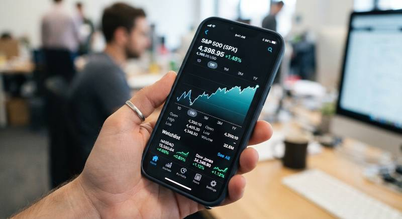 financial data chart mobile screen