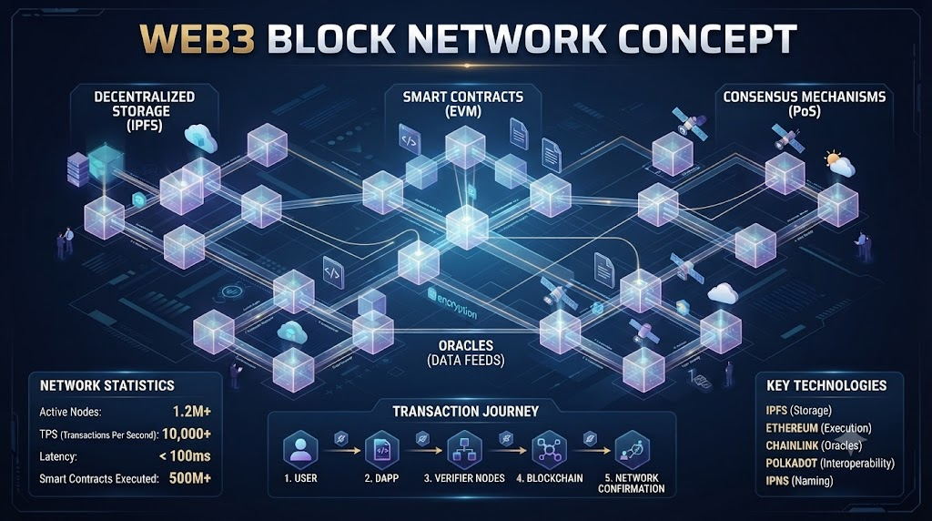 Web3 block network concept
