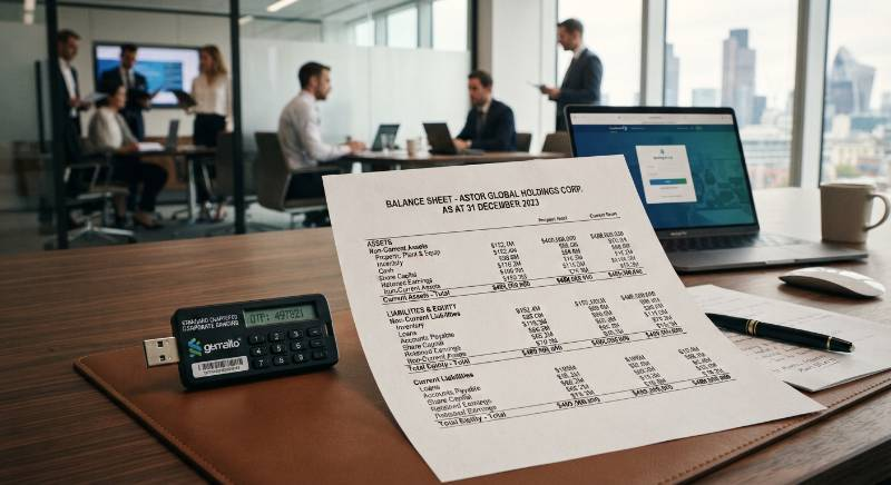  Corporate banking token and financial balance sheet