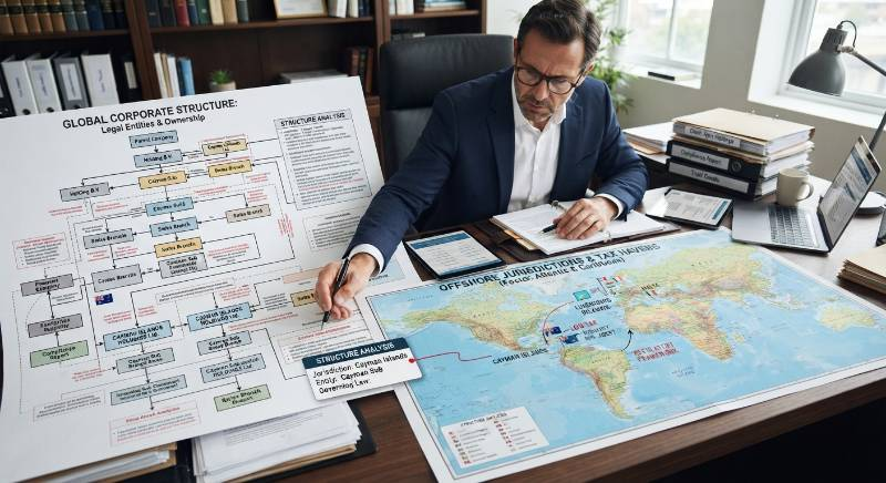 Corporate legal documents offshore map comparison