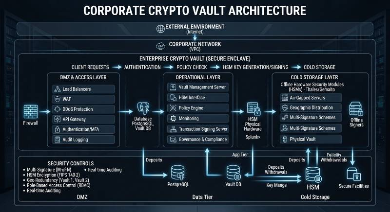 Corporate crypto vault architecture
