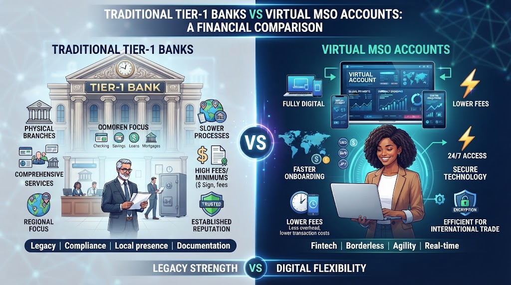 Traditional Tier-1 Banks vs Virtual MSO Accounts