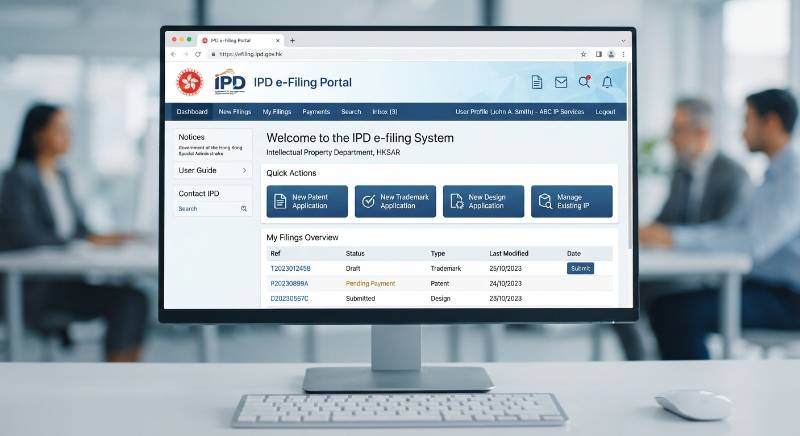IPD e-filing portal interface